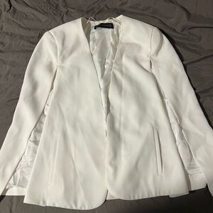 Zara White Cape Blazer